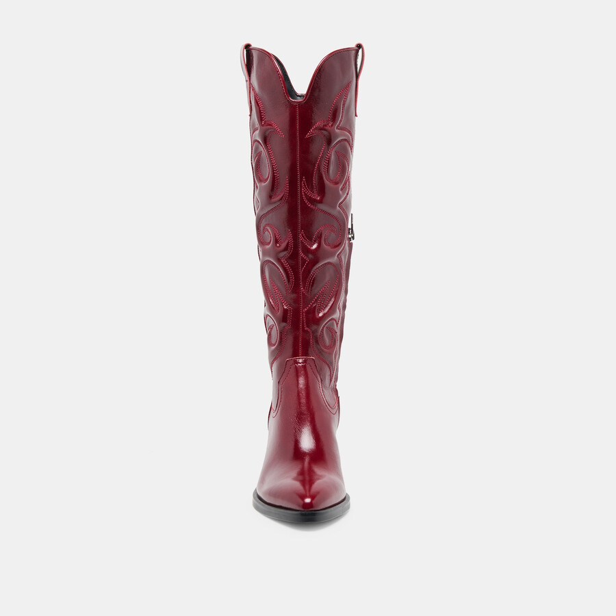 mirla stiefel mit extraweiter kalbsweite oxbloodfarbenes leder