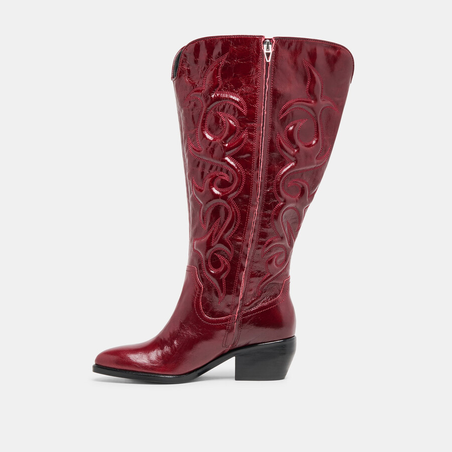 mirla stiefel mit extraweiter kalbsweite oxbloodfarbenes leder