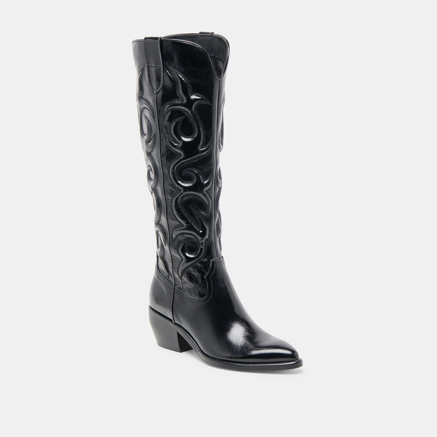 mirla stiefel aus schwarzem leder extraweite wadenweite