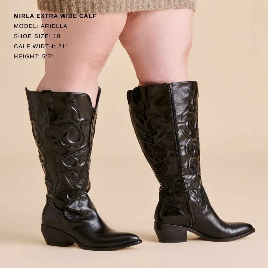 mirla stiefel aus schwarzem leder extraweite wadenweite