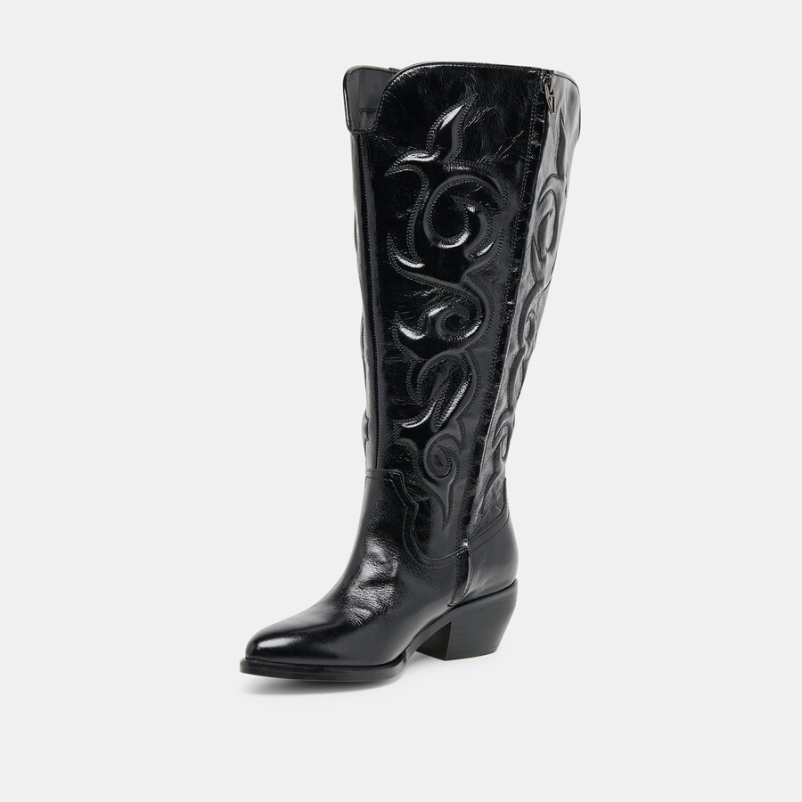 mirla stiefel aus schwarzem leder extraweite wadenweite