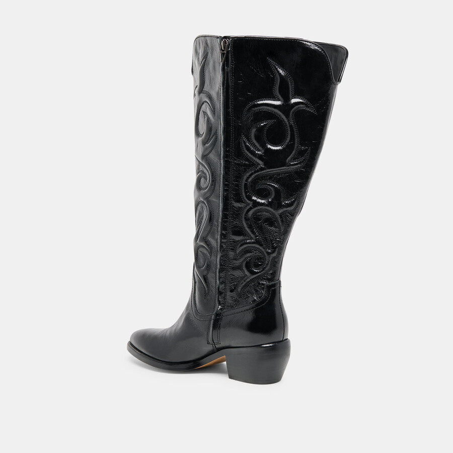 mirla stiefel aus schwarzem leder extraweite wadenweite