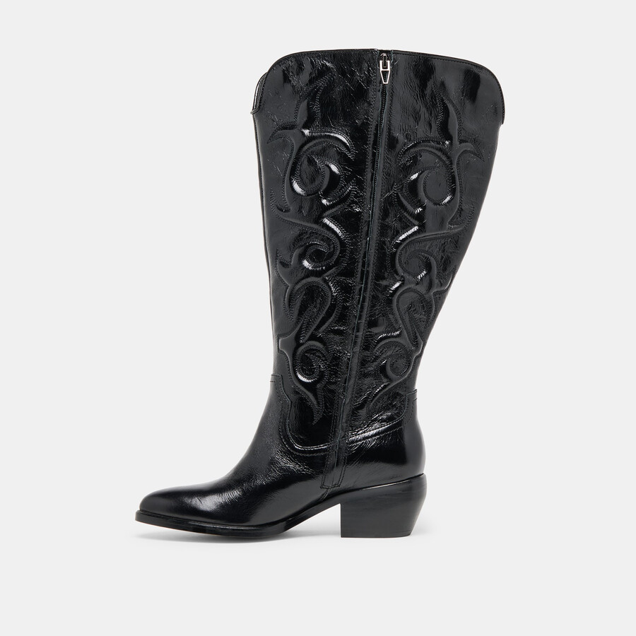 mirla stiefel aus schwarzem leder extraweite wadenweite