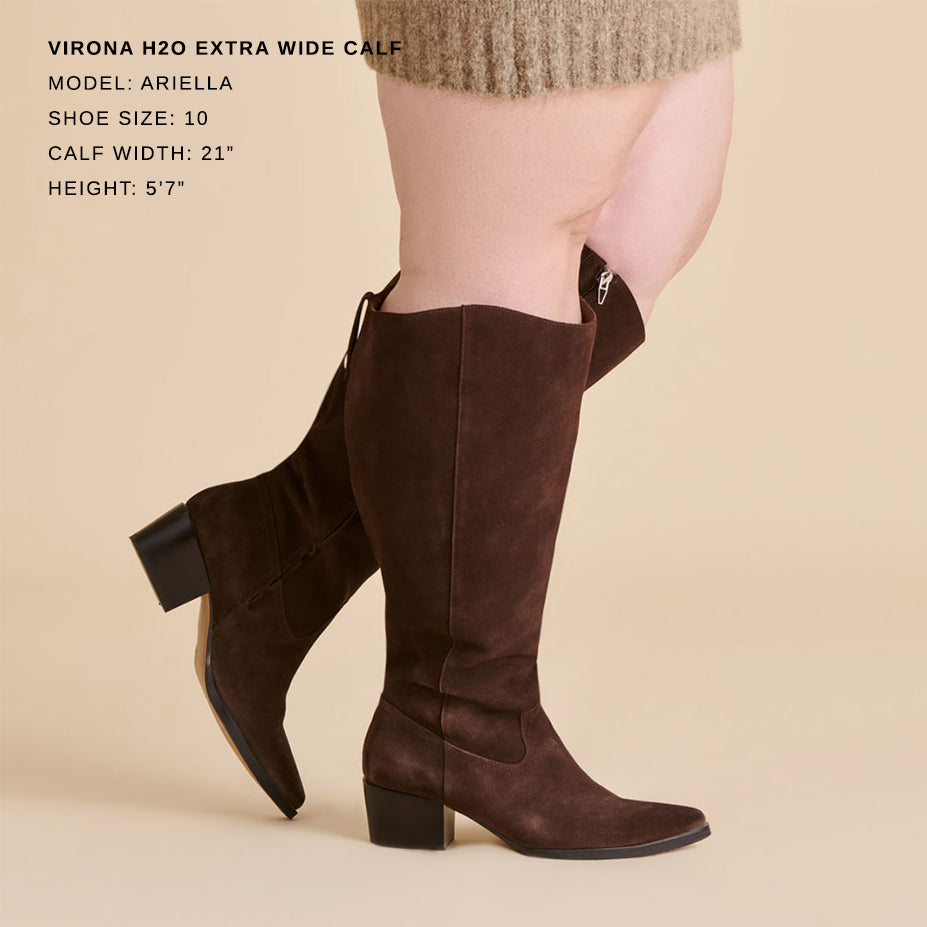 virona h2o stiefel mit extraweiter kalbsweite dunkelbraunes wildleder