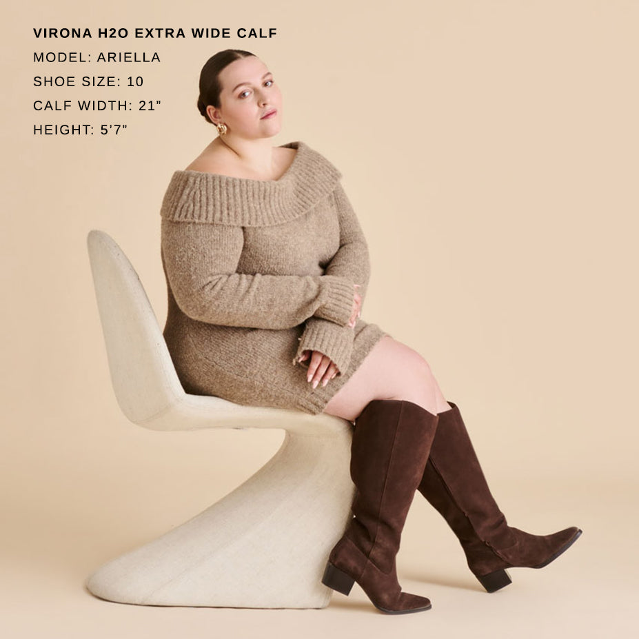 virona h2o stiefel mit extraweiter kalbsweite dunkelbraunes wildleder