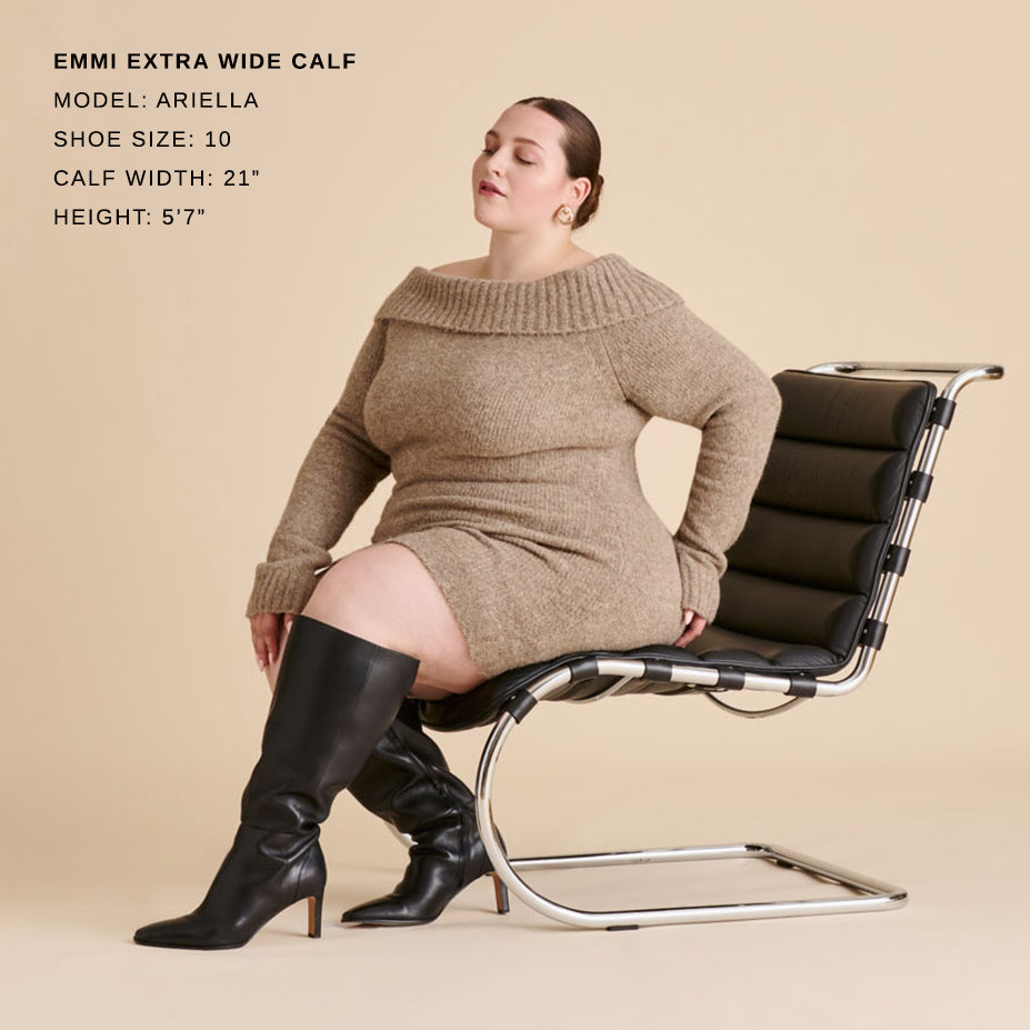 emmi stiefel mit extraweiter kalbsweite schwarzes leder