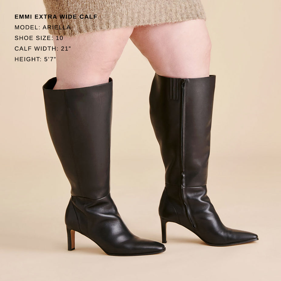 emmi stiefel mit extraweiter kalbsweite schwarzes leder