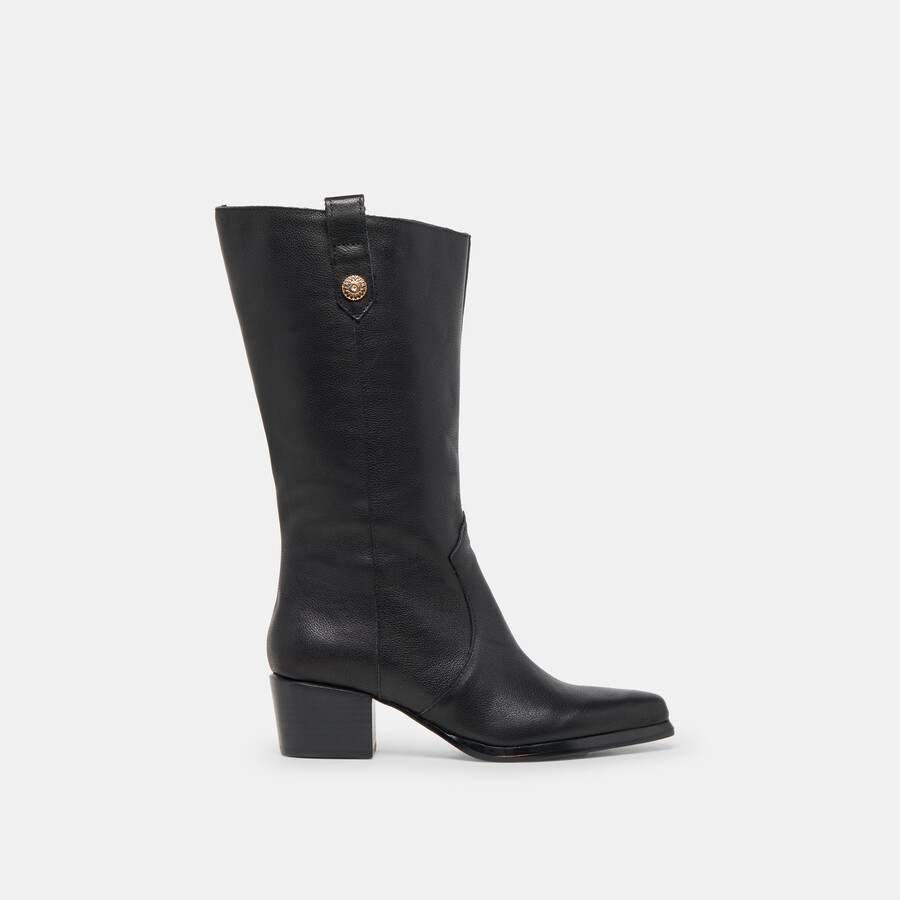 vern stiefel mit weitem schaft schwarzes leder