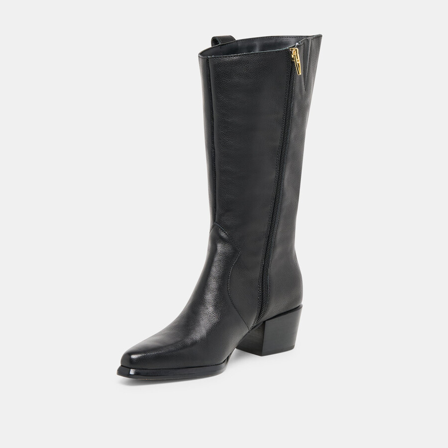 vern stiefel mit weitem schaft schwarzes leder