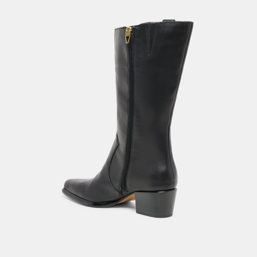 vern stiefel mit weitem schaft schwarzes leder