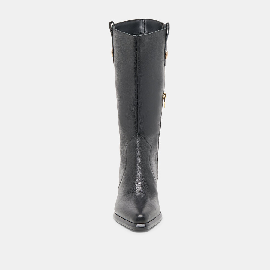 vern stiefel mit weitem schaft schwarzes leder