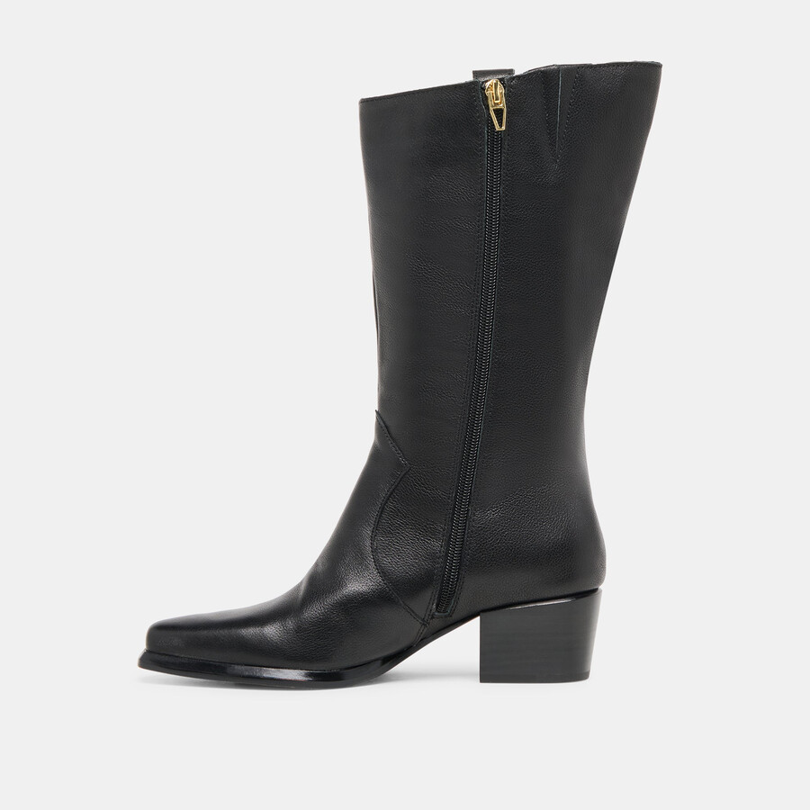 vern stiefel mit weitem schaft schwarzes leder