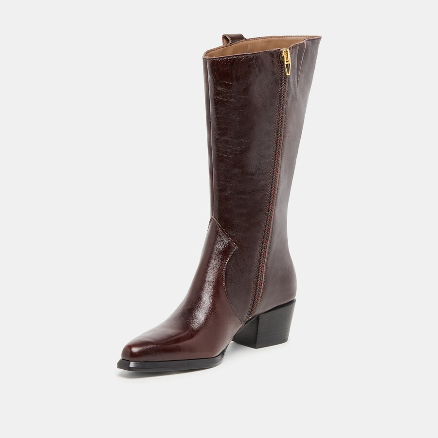 vern stiefel mit weitem schaft schokoladenbraunes leder