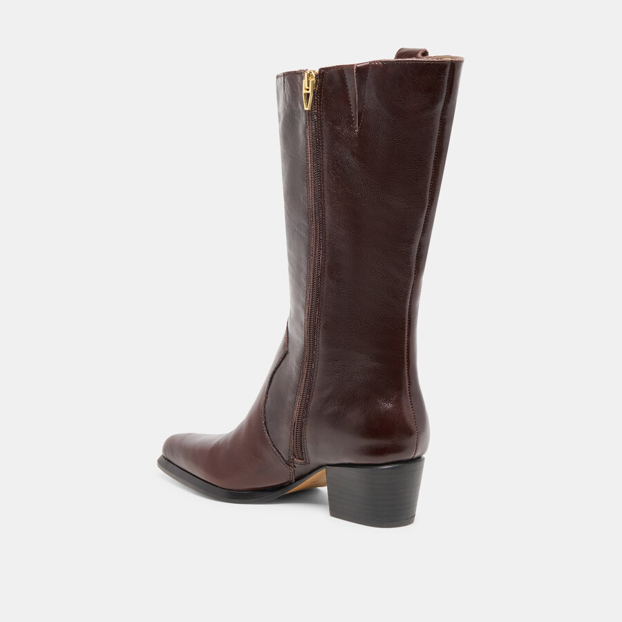vern stiefel mit weitem schaft schokoladenbraunes leder