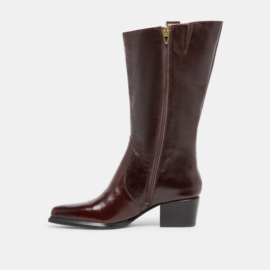 vern stiefel mit weitem schaft schokoladenbraunes leder