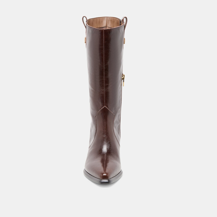vern stiefel mit weitem schaft schokoladenbraunes leder