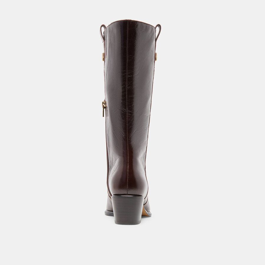 vern stiefel mit weitem schaft schokoladenbraunes leder