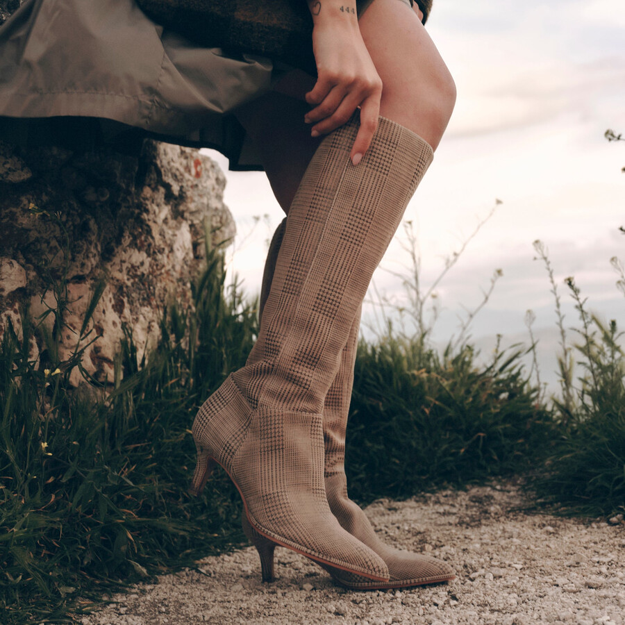 aldy boots wildleder mit fischgrätmuster