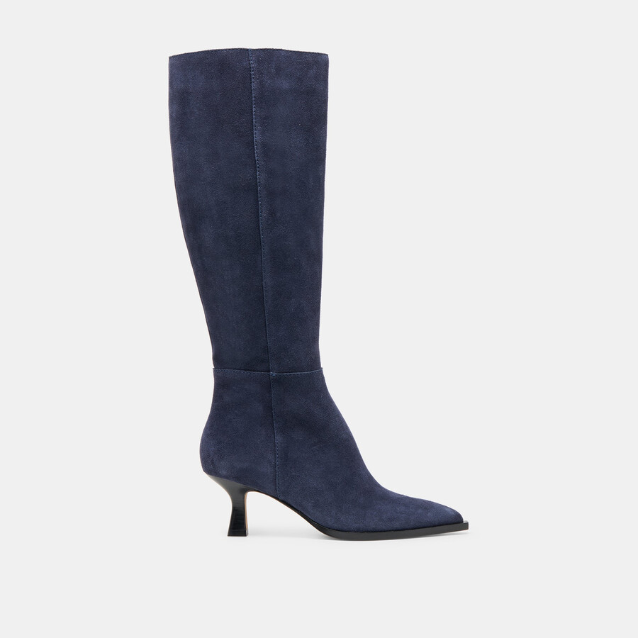 auggie stiefel mit weitem schaft marineblaues wildleder