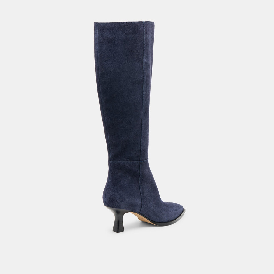 auggie stiefel mit weitem schaft marineblaues wildleder