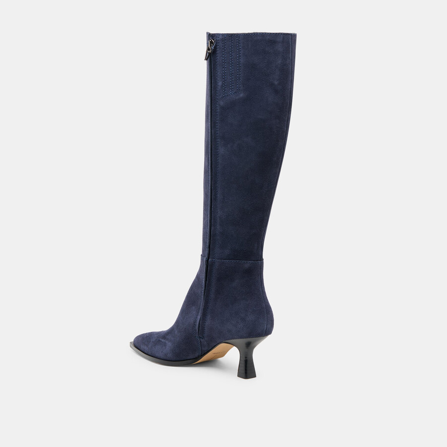 auggie stiefel mit weitem schaft marineblaues wildleder