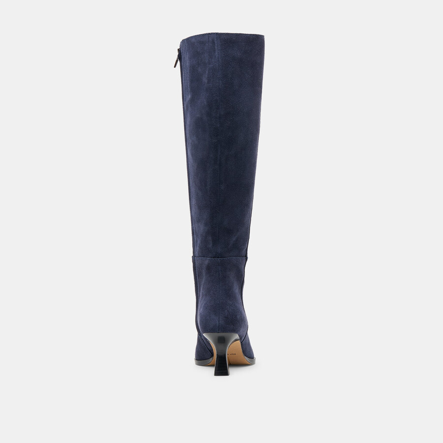 auggie stiefel mit weitem schaft marineblaues wildleder