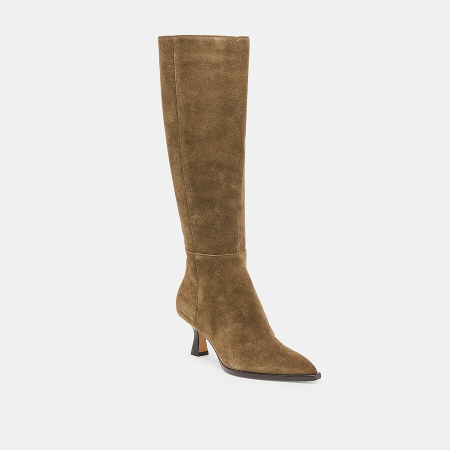 auggie stiefel mit weitem schaft olivgrünes wildleder