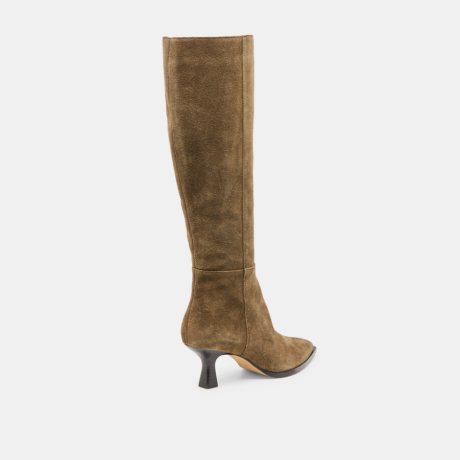 auggie stiefel mit weitem schaft olivgrünes wildleder