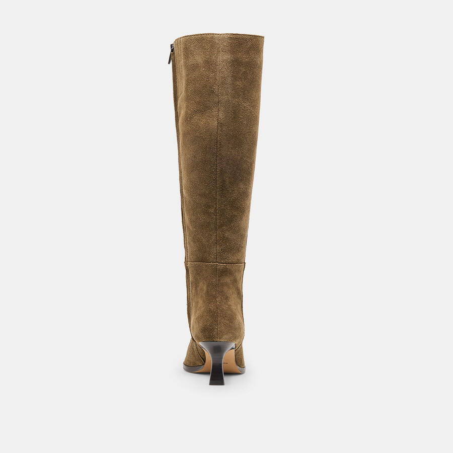 auggie stiefel mit weitem schaft olivgrünes wildleder