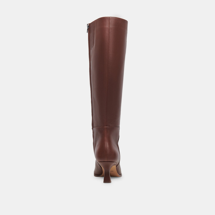 auggie stiefel aus schokoladenbraunem leder schmal geschnitten