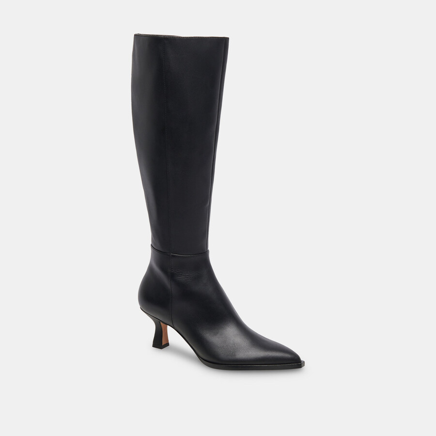 auggie stiefel aus schwarzem leder schmal geschnitten