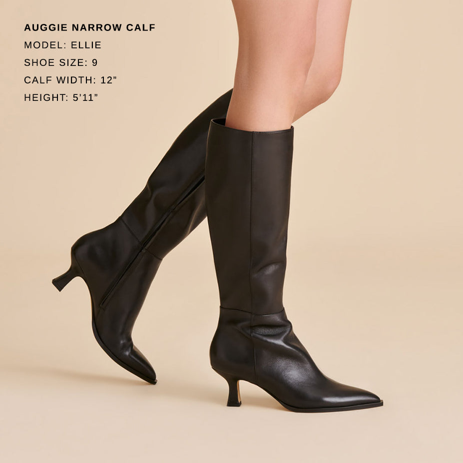 auggie stiefel aus schwarzem leder schmal geschnitten