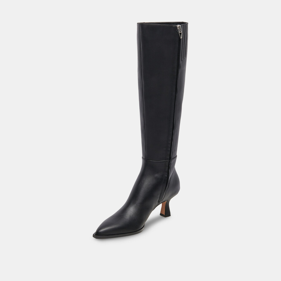 auggie stiefel aus schwarzem leder schmal geschnitten