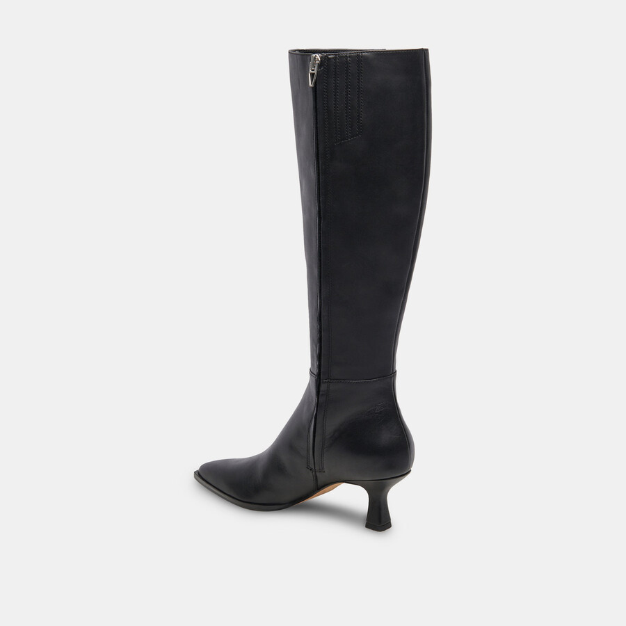 auggie stiefel aus schwarzem leder schmal geschnitten