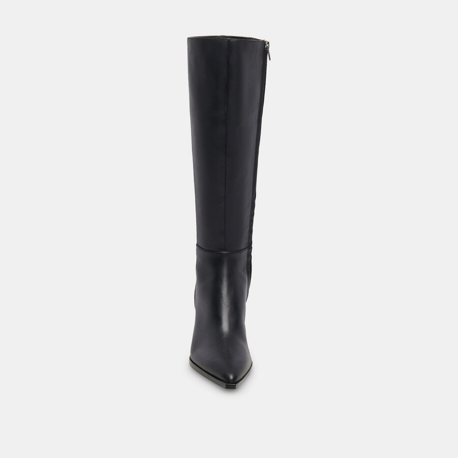 auggie stiefel aus schwarzem leder schmal geschnitten