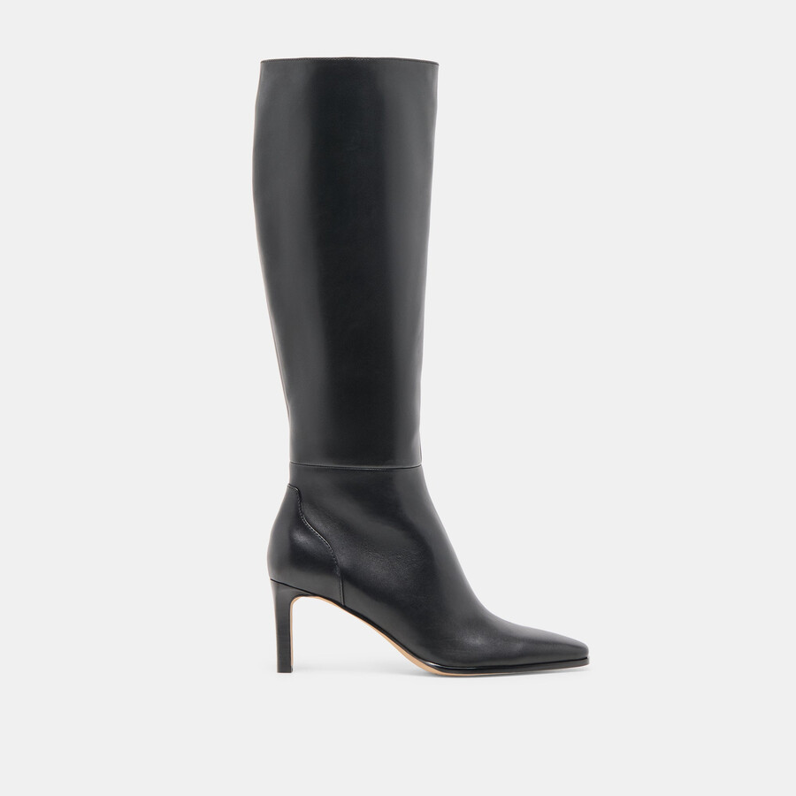 emmi stiefel aus schwarzem leder schmal geschnitten