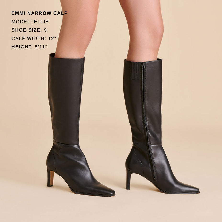 emmi stiefel aus schwarzem leder schmal geschnitten
