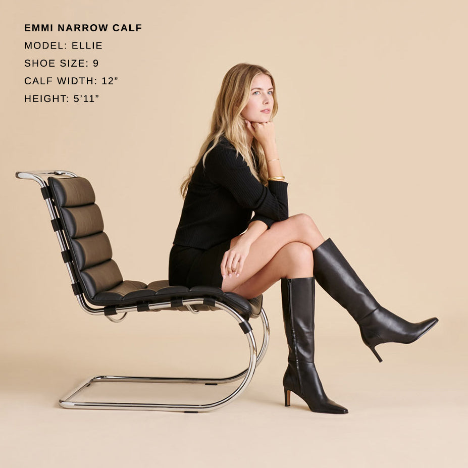 emmi stiefel aus schwarzem leder schmal geschnitten