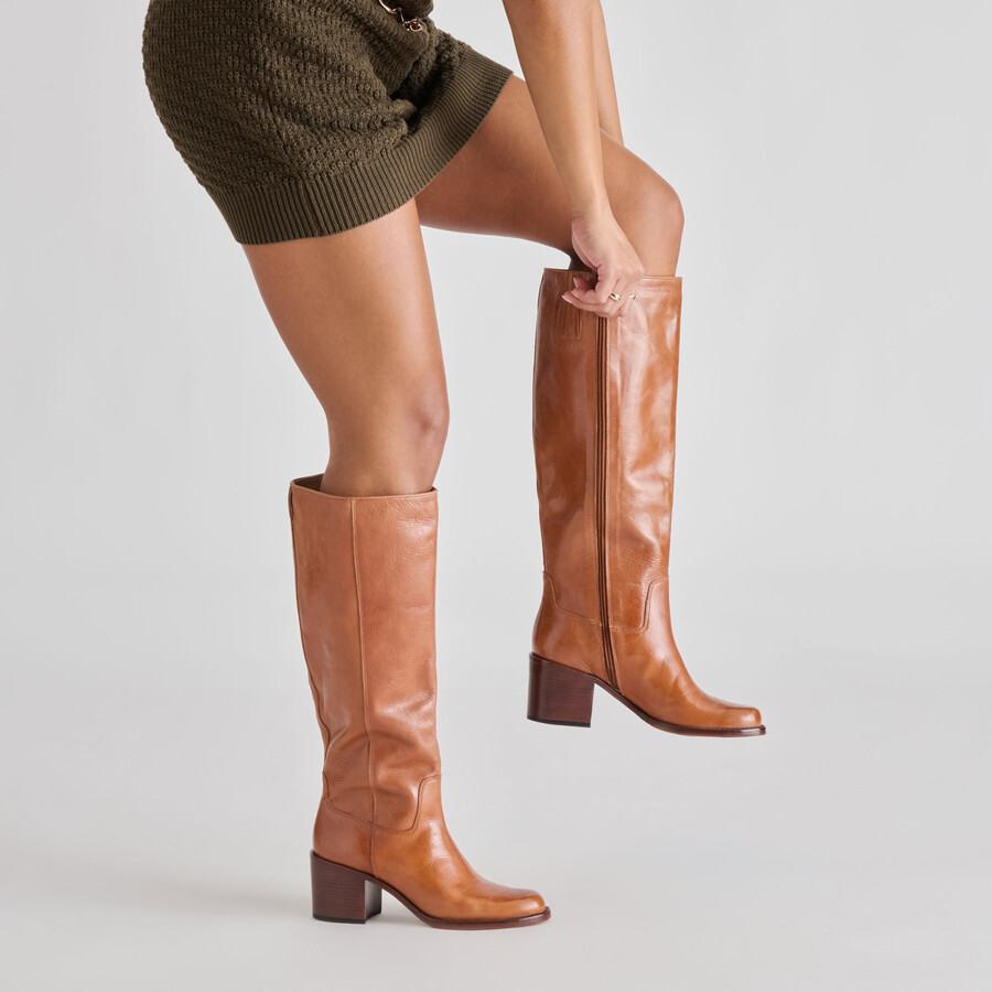 lucyle stiefel aus hellbraunem leder