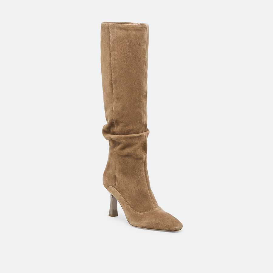 lousa stiefel mit weitem schaft olivgrünes wildleder