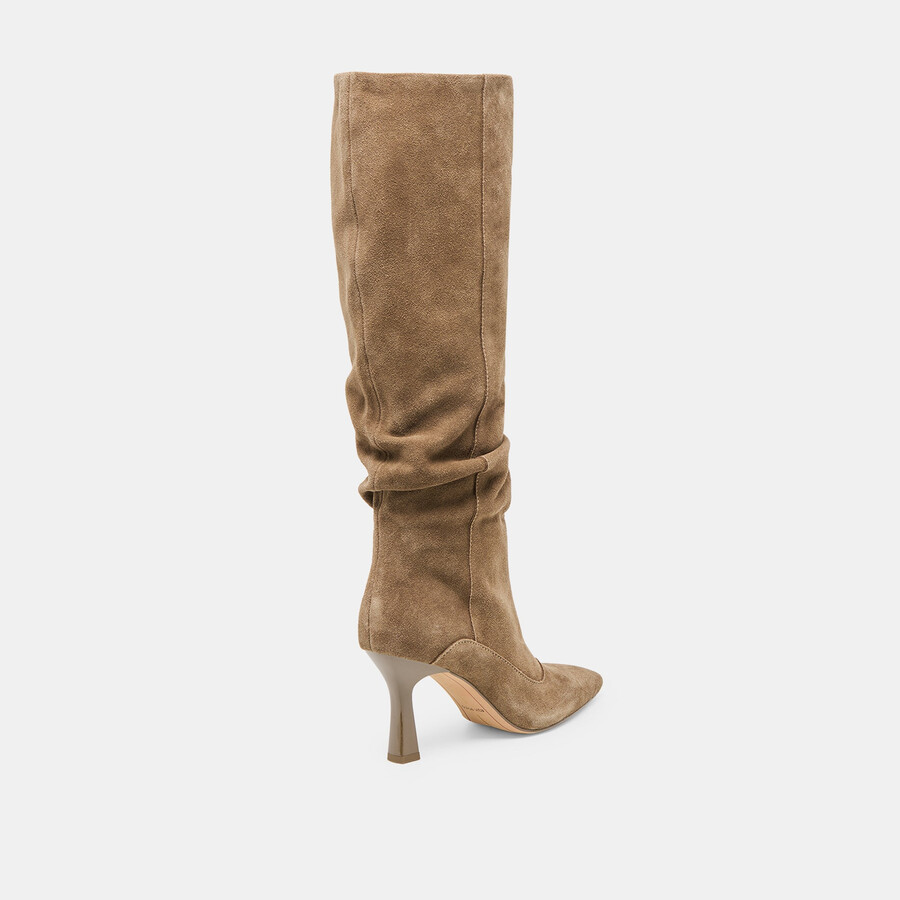 lousa stiefel mit weitem schaft olivgrünes wildleder