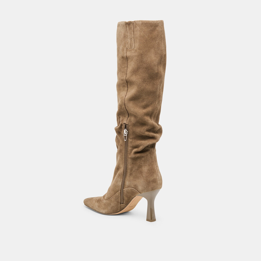 lousa stiefel mit weitem schaft olivgrünes wildleder