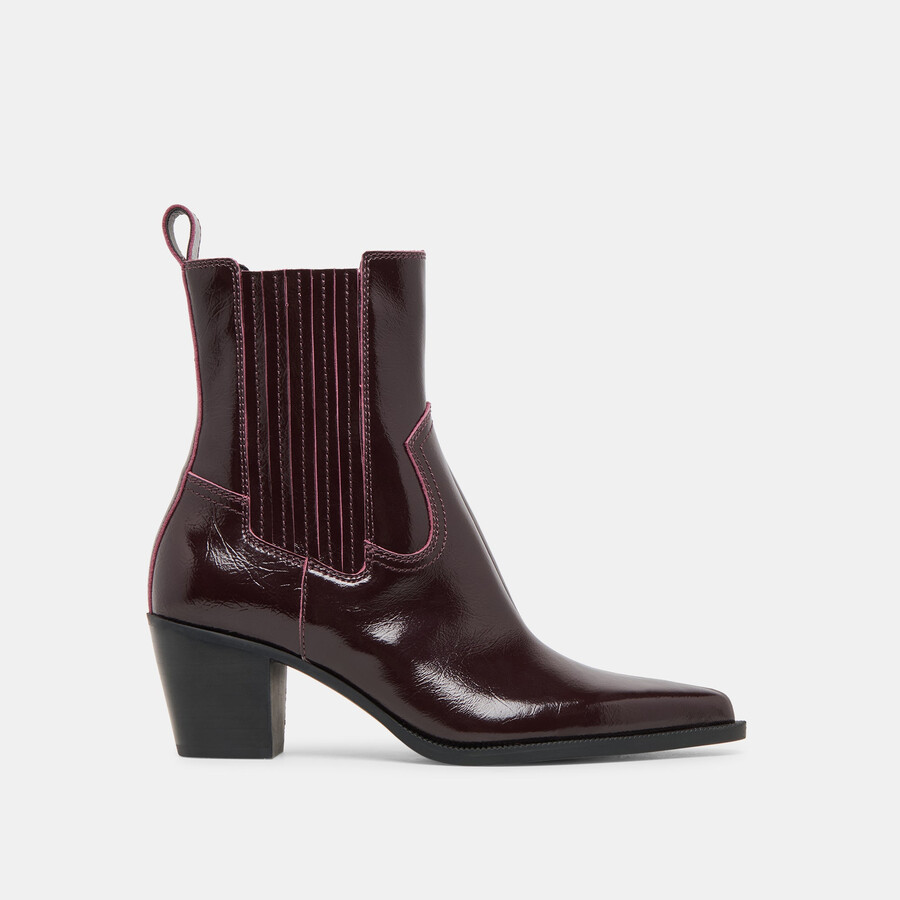 schmale stiefeletten aus mulberry crinkle-lackleder