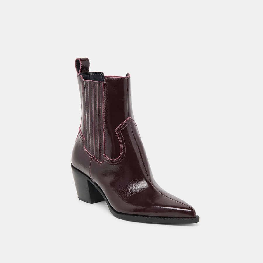 schmale stiefeletten aus mulberry crinkle-lackleder