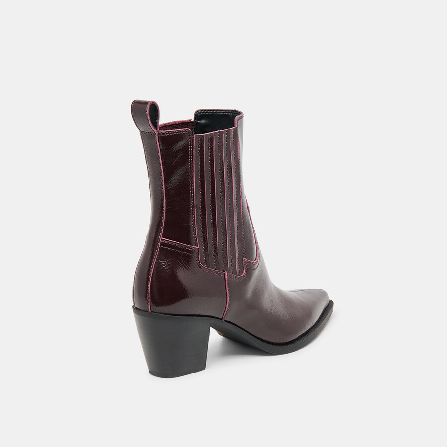 schmale stiefeletten aus mulberry crinkle-lackleder