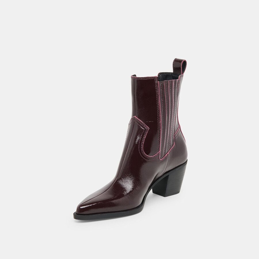 schmale stiefeletten aus mulberry crinkle-lackleder