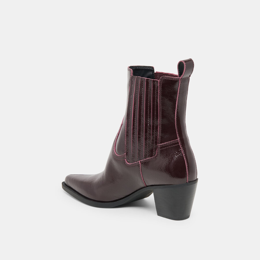 schmale stiefeletten aus mulberry crinkle-lackleder