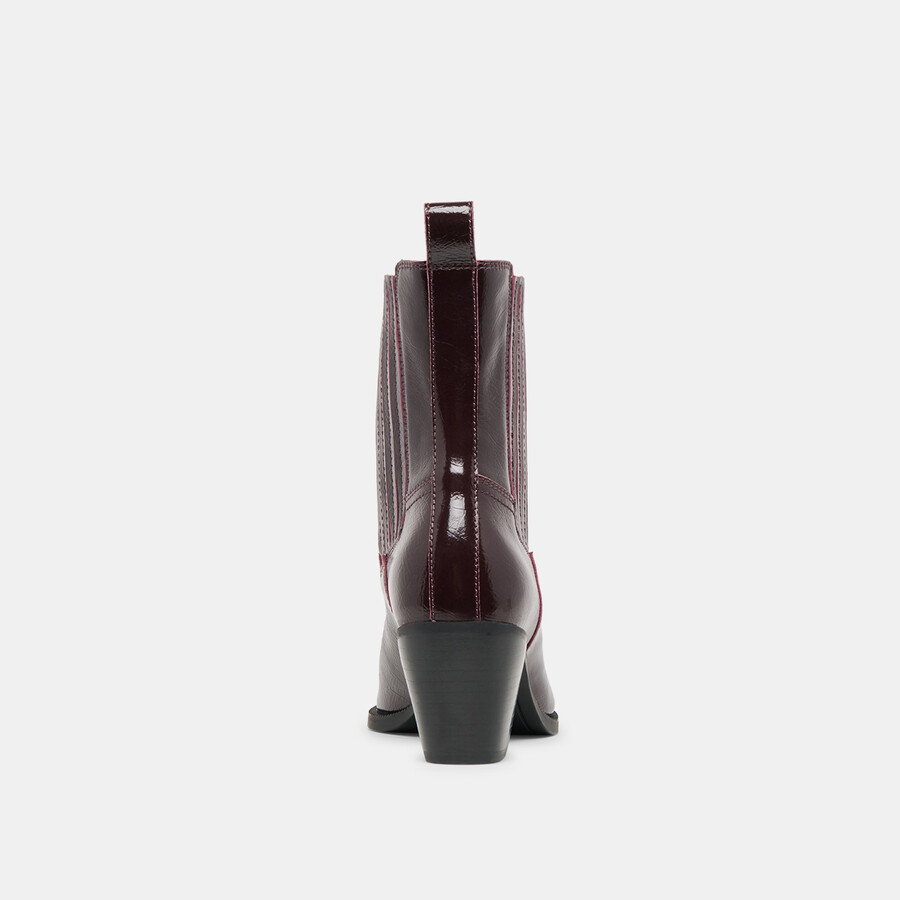 schmale stiefeletten aus mulberry crinkle-lackleder