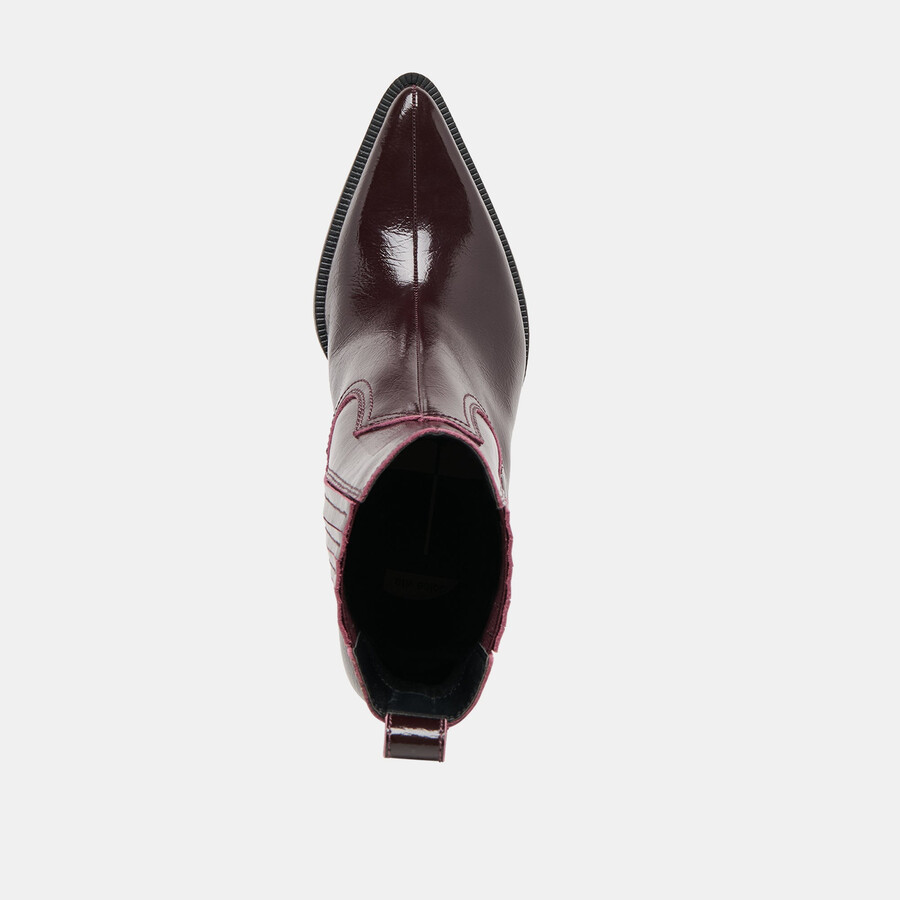 schmale stiefeletten aus mulberry crinkle-lackleder