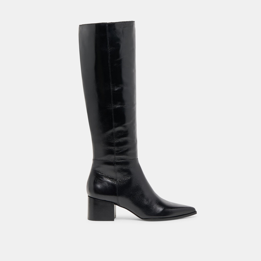 kirson stiefel mit weitem schaft schwarzes leder